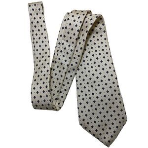 Christian Dior Necktie Silk Ivory Black Diamonds Geometric Designer Elegant